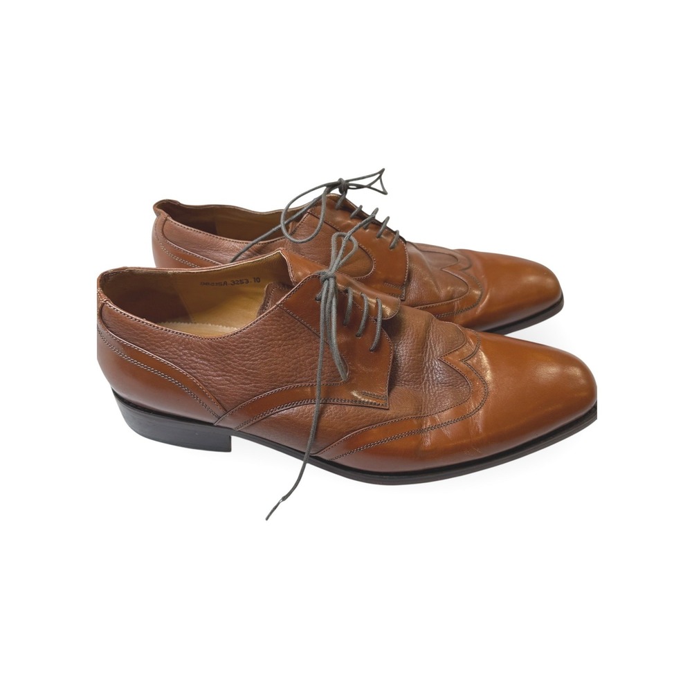 ZOTA‎ Mens Brown Leather Wingtip Oxford Dress Shoes Size 10